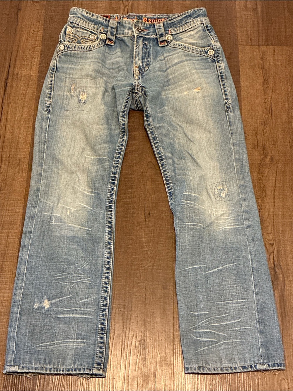 Rock Revival Men's Light Blue George Straight Leg Jeans Size 30
